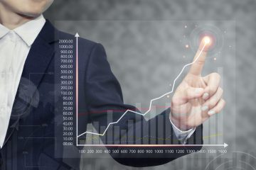 Stock market charts display financial data graphs on digital screens. Which is continuously growing to the maximum and achieving success